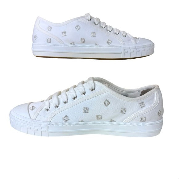 Fendi Domino White Canvas Logo Unisex Sneakers Women’s 11.5/ Men’s 10 - Pristine - Picture 4 of 15